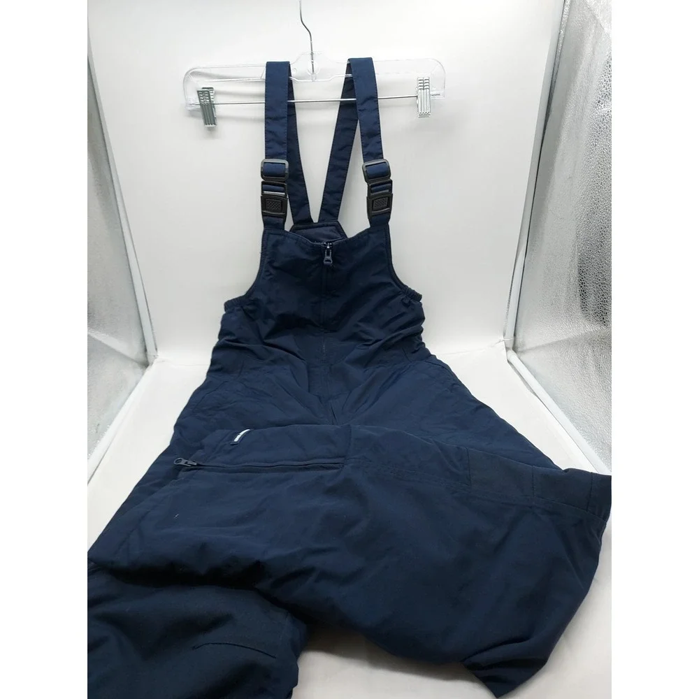 Lands End Kids Navy Blue Insulated Snow Bibs Winter Overalls‎ Size 10H Husky